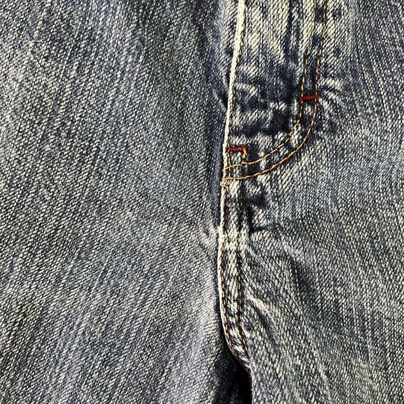 Phat Farm Bermuda Shorts Mens 34 Blue Denim Pockets High Rise Distressed - Picture 7 of 14